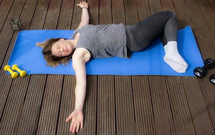 There are lots of variations on the turn-stretch position. It’s used to mobilise the lumbar spine.