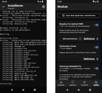 Das BusyBox-Modul verfügt über keine grafische Oberfläche. Viel mehr als die Installation kann ich daher nicht zeigen.