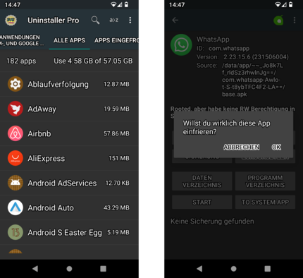Mit dem Root Uninstaller Pro kannst du nicht nur normale und System-Apps deinstallieren, sondern auch Apps einfrieren.