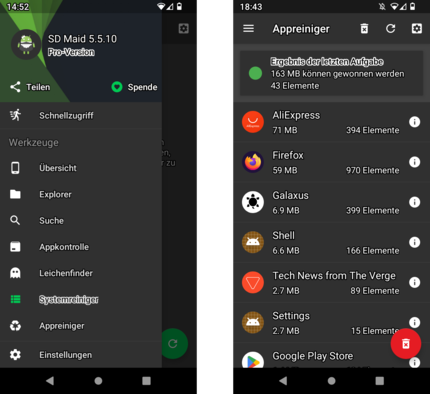 SD Maid Pro reinigt dein Phone. Ebenso ist unter anderem ein guter Task-Manager mit an Bord.