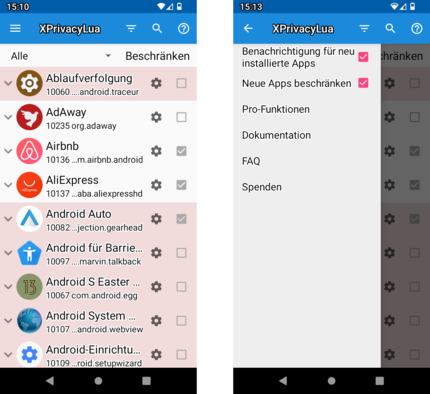 XPrivacyLua lässt dich für jede App ...