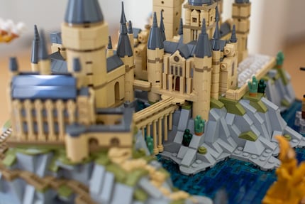 The view of the viaduct and the entrance to the Hogwarts library.