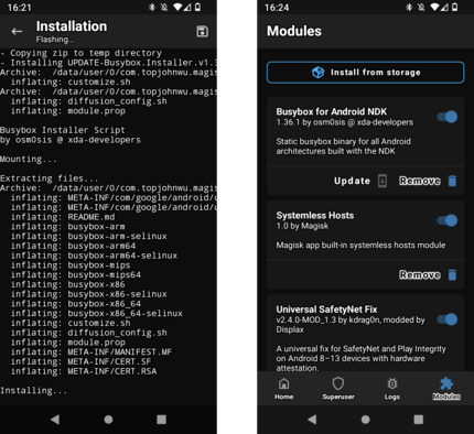 Il modulo BusyBox non dispone di un'interfaccia grafica. Quindi posso solo mostrare l'installazione.