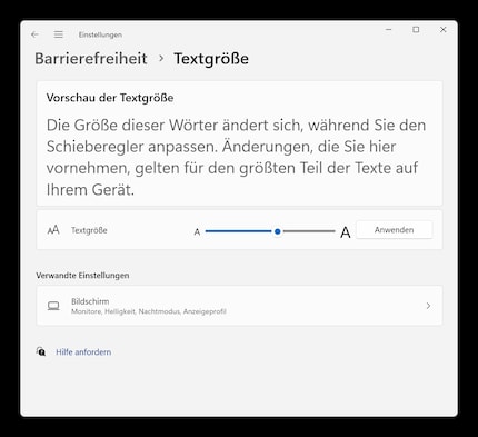 Willst du nur die Textgrösse anpassen, gibt es auch dafür einen Regler.