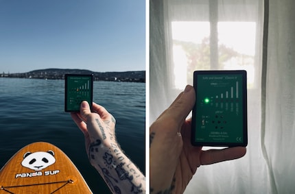 100 Mikrowatt pro Quadratmeter sind überall das Minimum (links). 1 Mikrowatt pro Quadratmeter. So wenig messe ich nur in meinem Bett (rechts). 