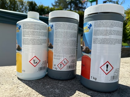 Warning labels on pool care products show how harmful the stuff can be.