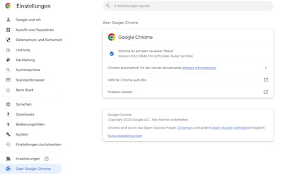 Dans le menu « À propos de Google», vous pouvez également configurer les mises à jour pour qu'elles soient appliquées automatiquement à l'avenir.