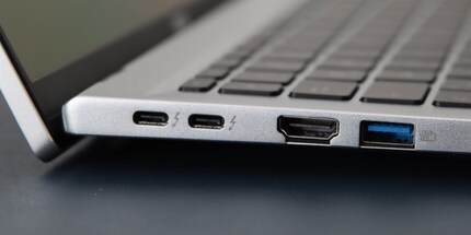 The ports on the left side of the Swift Go 14.