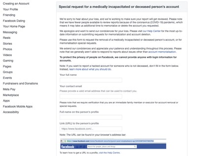 Vous avez besoin d’un acte de décès pour supprimer le profil d’un·e proche décédée.