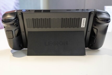 Back view with stand and additional controller buttons.