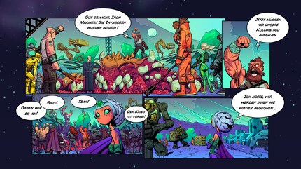 In Comic-Streifen wird mir ein wenig Hintergrund geliefert, warum ich überhaupt kämpfe.