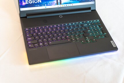 The keyboard has slid down to enlarge the air intake.