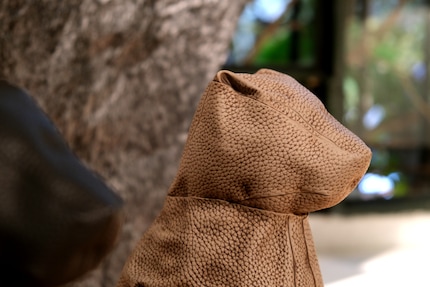 The leather look gives Dasol Lee's ceramic pieces an unexpected tactile feel.