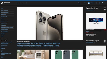 Le nouveau mode sombre sur Digitec.