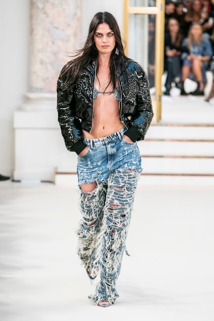 The loose threads make the jeans from Rotate Birger Christensen's spring collection 24 look fluffy.