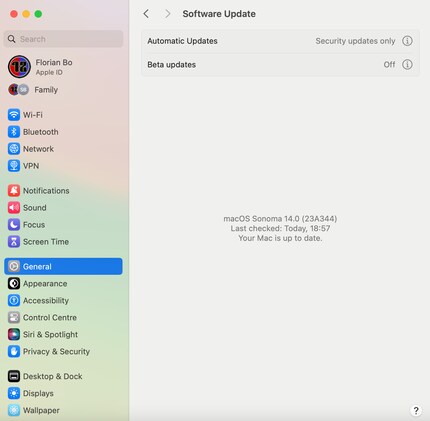 In the System Preferences, macOS will tell you if an update is available.