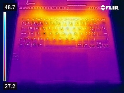 La temperatura dell'alloggiamento raggiunge i 48,7 gradi centigradi quando i core del processore sono sotto carico continuo.