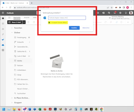 Non dimenticare di selezionare «Apri come finestra» se vuoi.