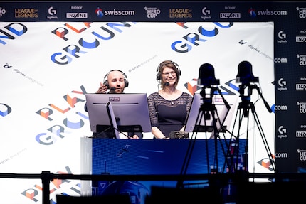 The moderation duo in the caster box.