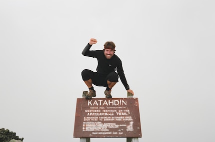 Completed! Carsten Jost at the end of his five-month hiking adventure on the Appalachian Trail.