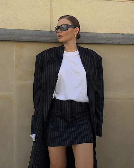 The subtle pinstripes bring pattern into play without being flashy.