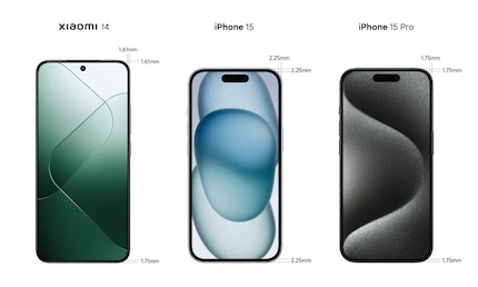 Comme souvent, la comparaison avec l'iPhone : ici, Xiaomi montre qu'ils ont les bords les plus fins autour de l'écran.