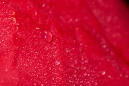 Ideally, the water should roll off the outside of the jacket and not seep through.