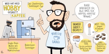 Cartoon für Kaffee-Nerds