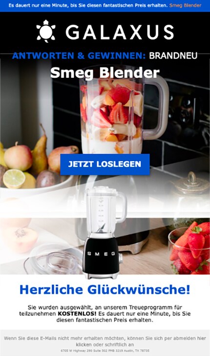 There’s undue pressure to participate. And the US address in small print also raises red flags.