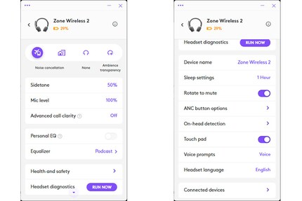 Tous les paramètres proposés par l’appli.