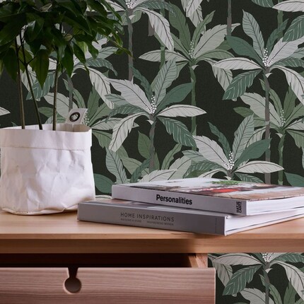 Palm patterns bring a tropical touch to the interior.