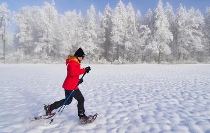 Même le jogging est possible avec les raquettes à neige flexibles TSL.