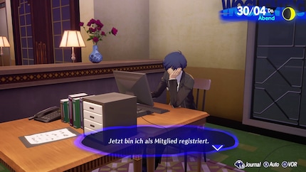Triviale Tätigkeiten zögern das Spiel in die Länge. Hier habe ich mich als Mitglied eines Restaurants registriert.