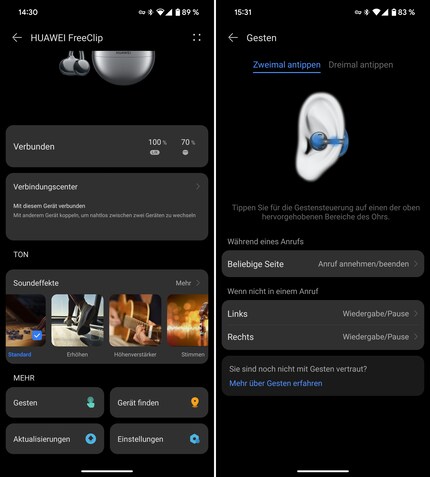 This is what the Huawei AI Life app looks like with the FreeClip.