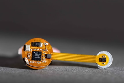 Die Hardware des Ohrringes mit Sensoren und Bluetooth-Antenne