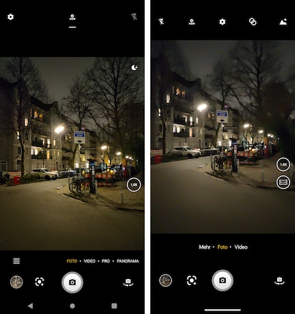 Die Vorschau sieht bei Dunkelheit nach dem Update (links) viel besser aus. Zuvor (rechts) war sie stark verschwommen.