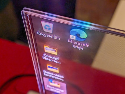 On closer inspection, the micro LED display appears to be pressed between two panes of glass.