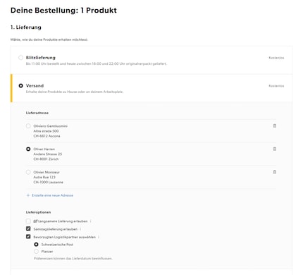 Nel negozio online è possibile selezionare un partner logistico.