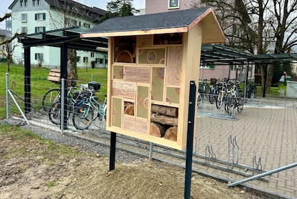 Dieses Insektenhotel, das in Schwerzenbach neu aufgestellt wurde, bietet wohl ähnlich viele Zimmer wie ein Casino-Hotel in Las Vegas.