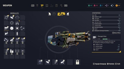 Il n'y a que deux armes, mais elles peuvent être personnalisées avec des modules.