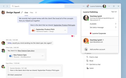 You can select or add another account by clicking on the profile picture.
