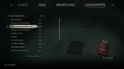 Die sogenannten «Lagniappes» sind Sammelgegenstände. Bei der Komplettierung eines 3er-Sets schalten sie Zusatzwissen und sogar Waffen frei. Manche sind spezifisch nur durch Edward oder Emily auffindbar – und notwendig für alternative Enden. 