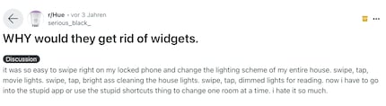 The consensus among Hue fans was clear: the widgets were a bitter loss.
