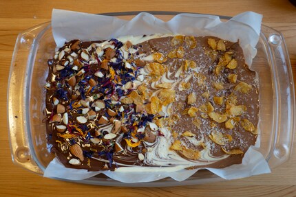 The edible flowers make the chocolate look like I paid 20 francs for it.