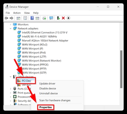 Vous pouvez double-cliquer sur l’élément avec votre souris pour accéder à ses propriétés, ou cliquer avec le bouton droit de la souris et sélectionner « Propriétés ».