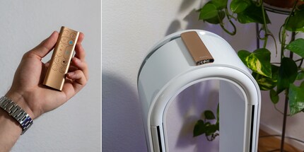 Die kompakte Fernbedienung hält übrigens magnetisch auf dem Luftreiniger, damit sie nicht verloren geht.