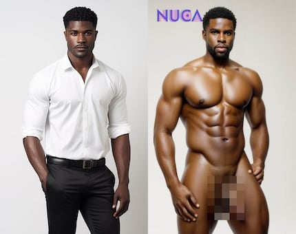 Les images habillées sont parfois assez différentes des images nues. Par exemple, ce monsieur a soudain des cuisses deux fois plus musclées et un visage différent.