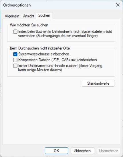 L'index accélère la recherche de fichiers et de dossiers.