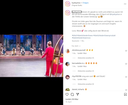 Marie pitcht ihre Idee vor der «Löwen»-Jury.