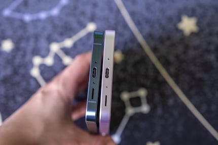 The USB-C port is slightly off centre.